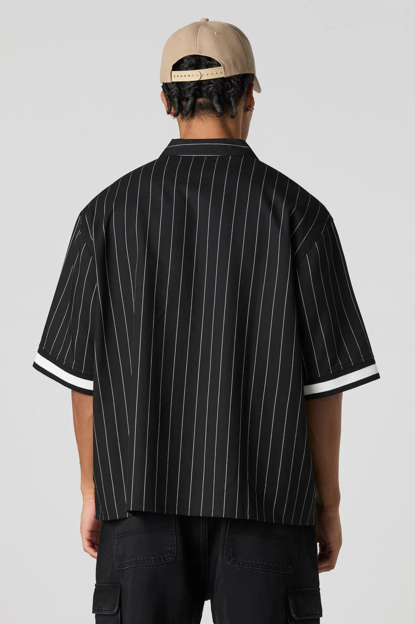 City Graphic Pinstriped Button-Up Top sold by Urban Planet product image thumbnail 5