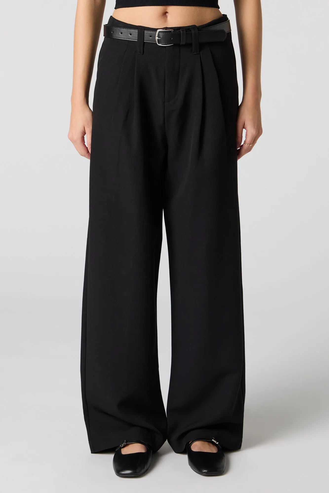 Pantalon baggy habillé à jambe large avec ceinture sold by Urban Planet product image thumbnail 5