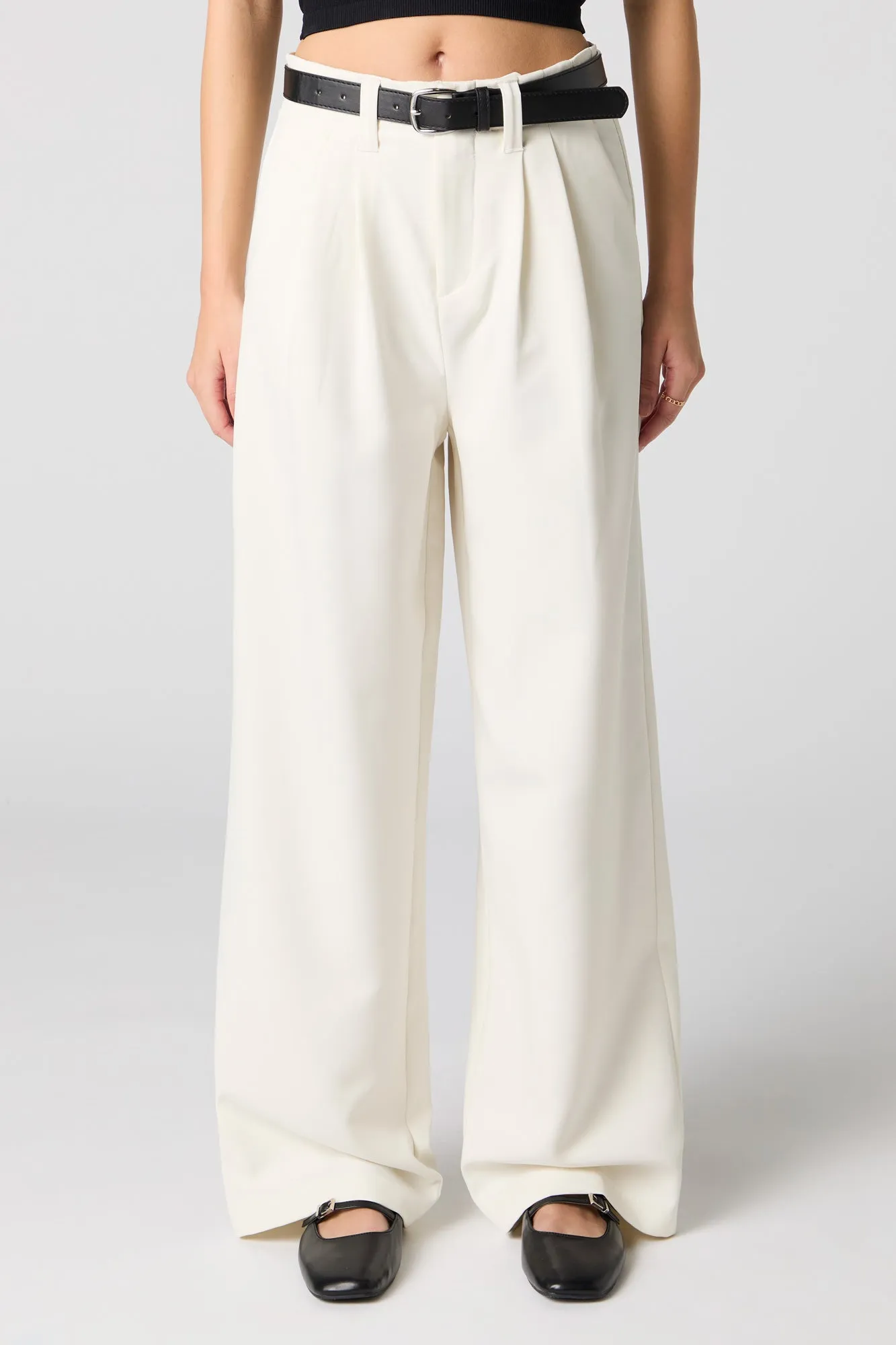 Pantalon baggy habillé à jambe large avec ceinture sold by Urban Planet product image thumbnail 2