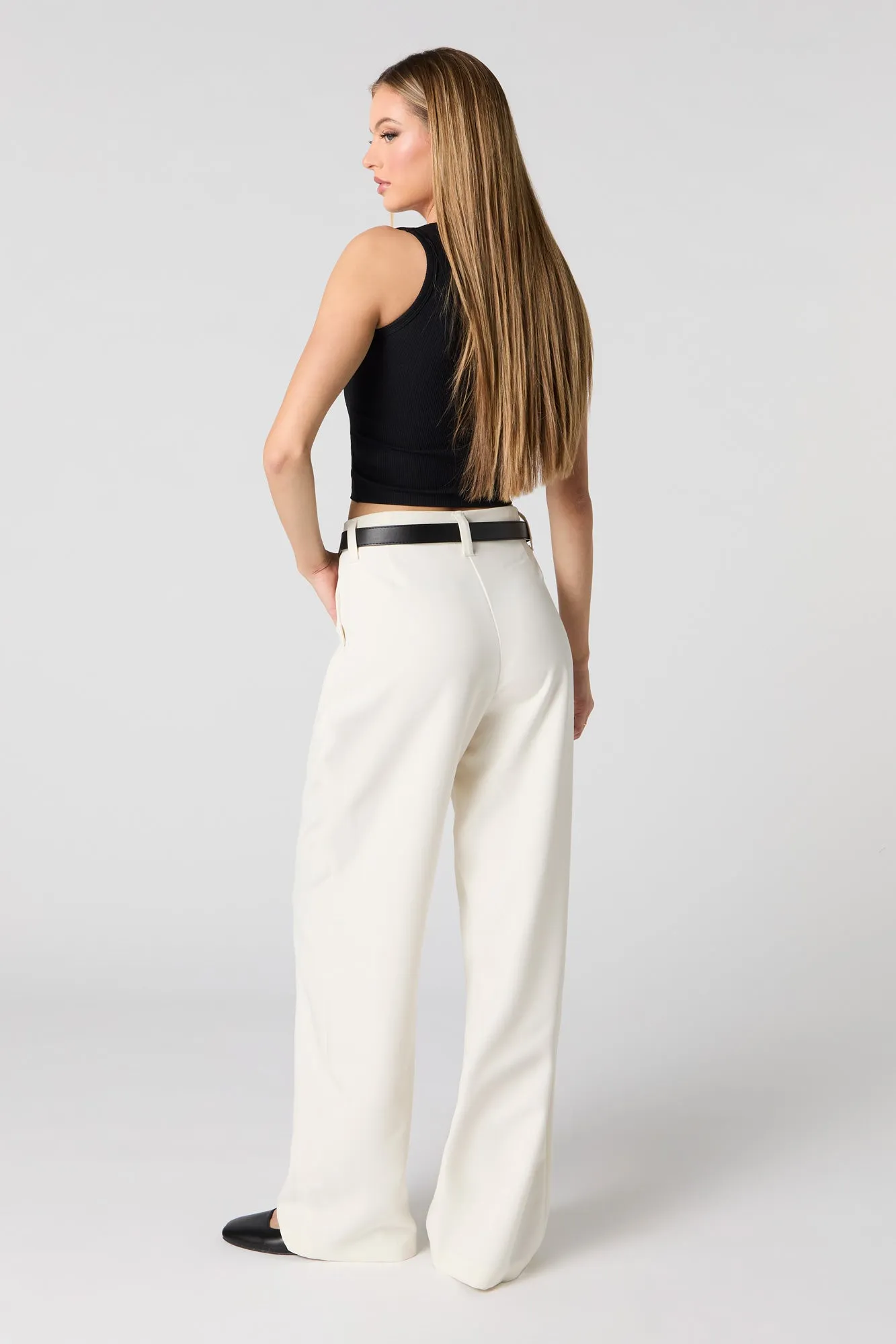 Pantalon baggy habillé à jambe large avec ceinture sold by Urban Planet product image thumbnail 3