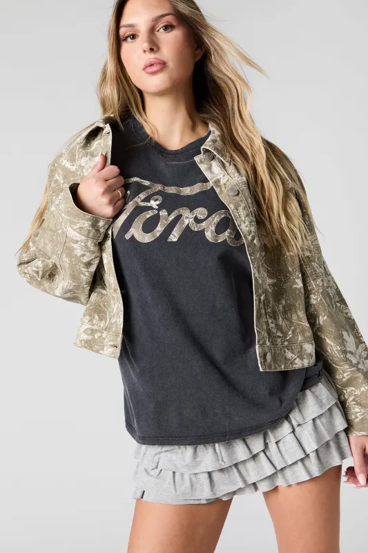 Ford Camo Graphic Washed Boyfriend T-Shirt sold by Urban Planet