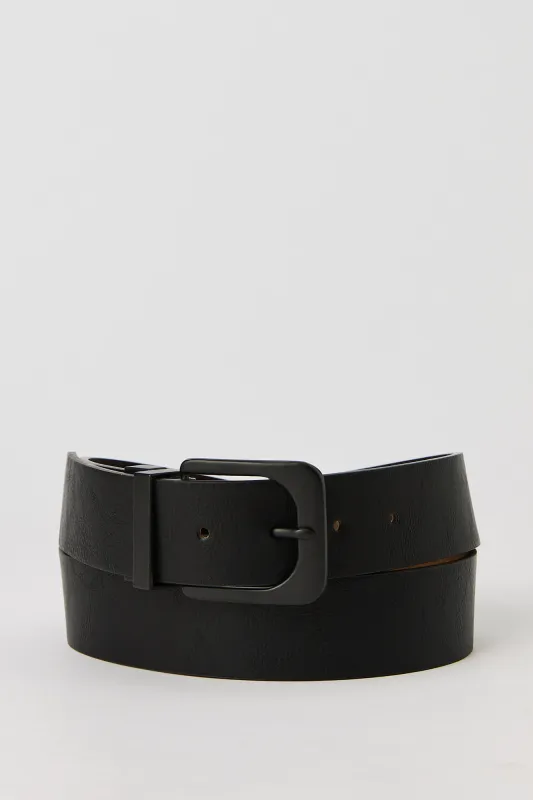 Black & Brown Faux Leather Reversible Belt sold by Urban Planet