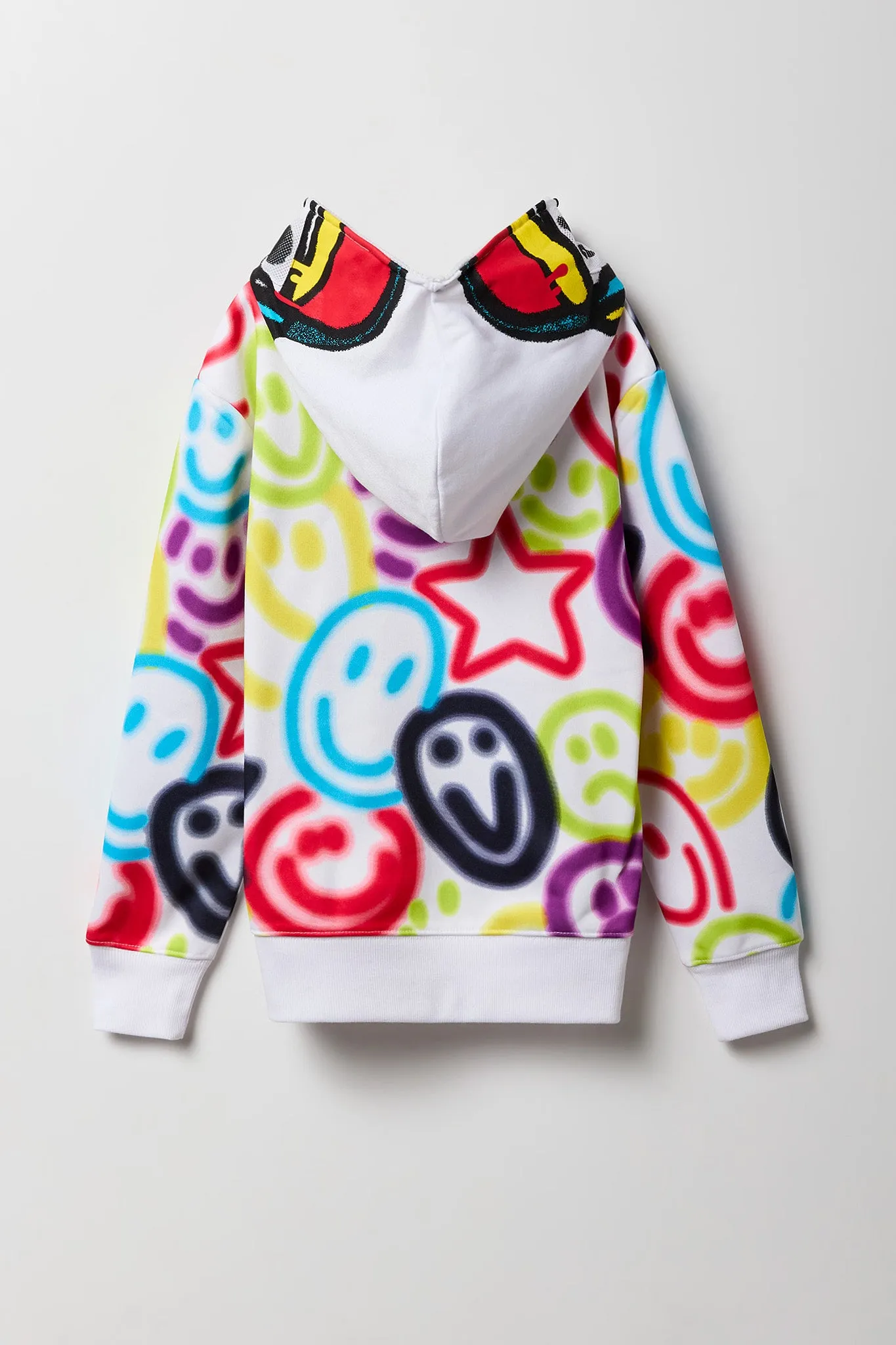 Haut à capuchon avec imprimé Smiley à graffitis et fermeture à glissière pour enfant sold by Urban Planet product image thumbnail 3