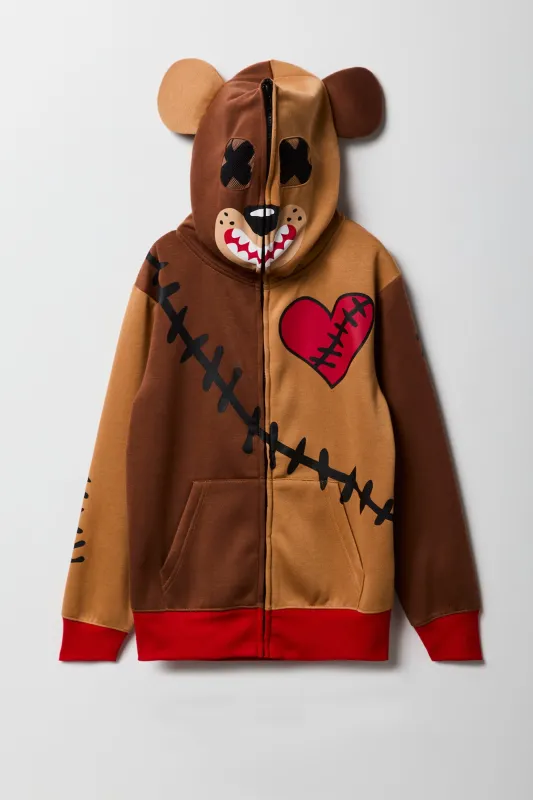 Haut à capuchon 3D à glissière entière et motif d'ours pour enfants sold by Urban Planet