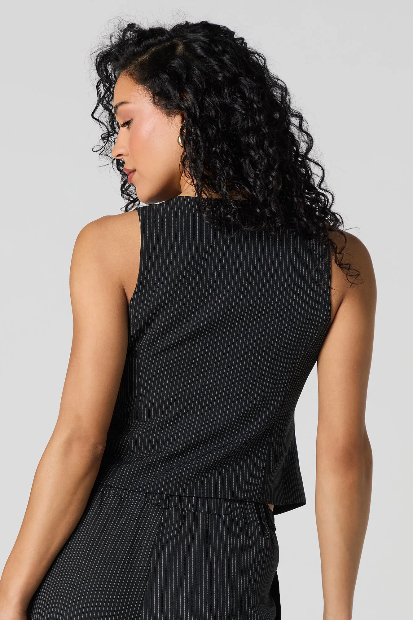 Pinstriped High Neck Vest sold by Urban Planet product image thumbnail 2