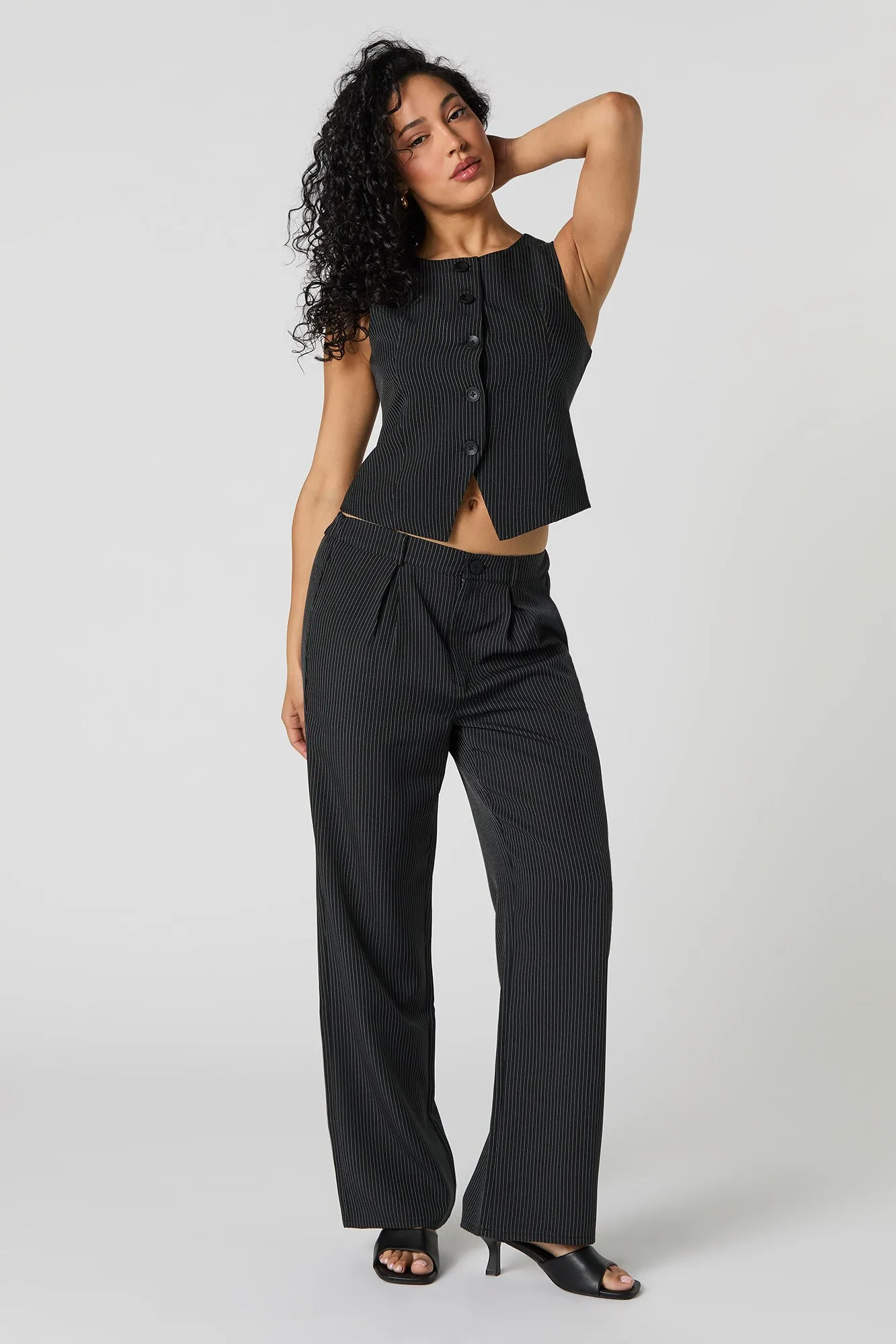 Pinstriped High Neck Vest sold by Urban Planet product image thumbnail 3