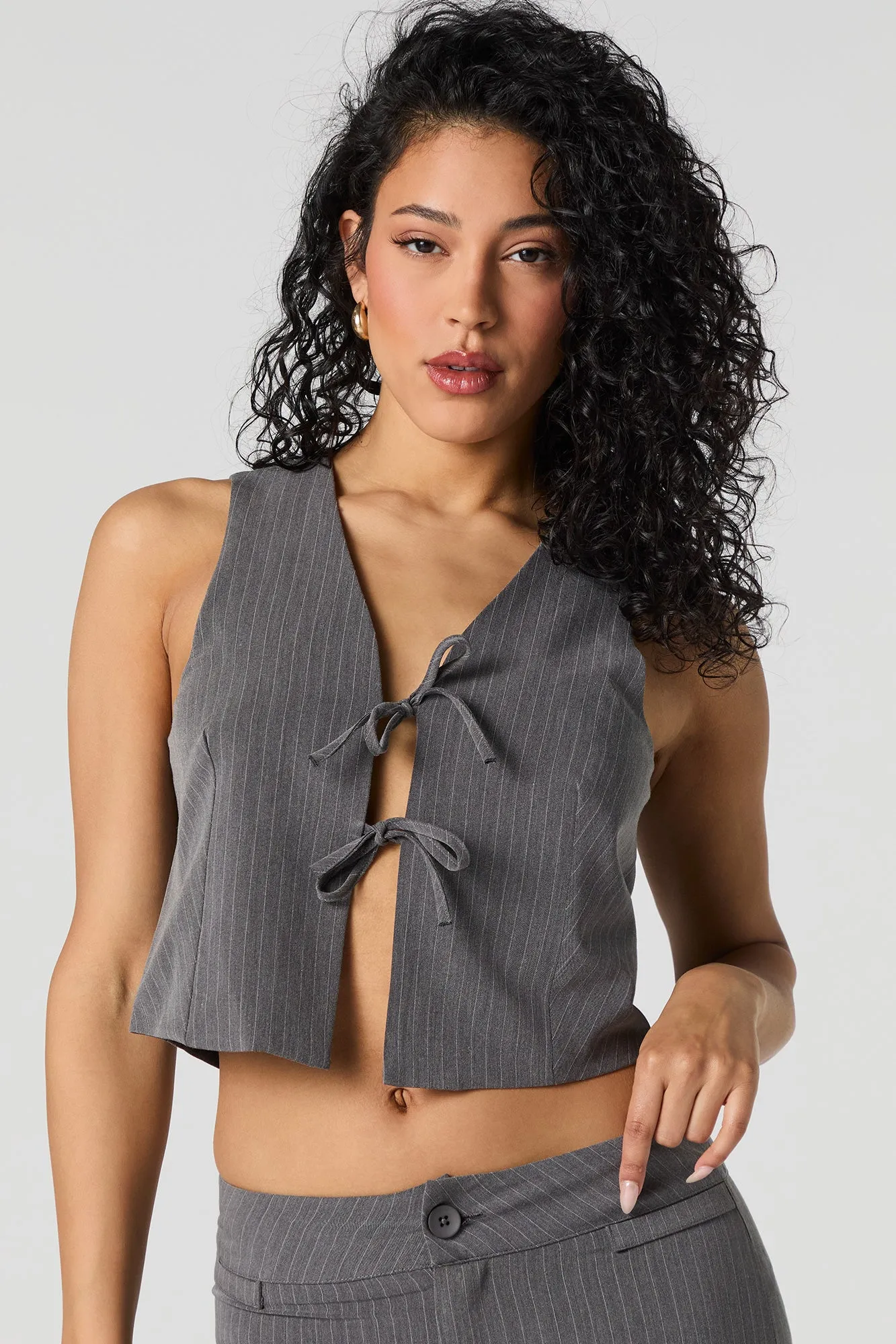 Veste à fines rayures avec attache sold by Urban Planet product image thumbnail 4