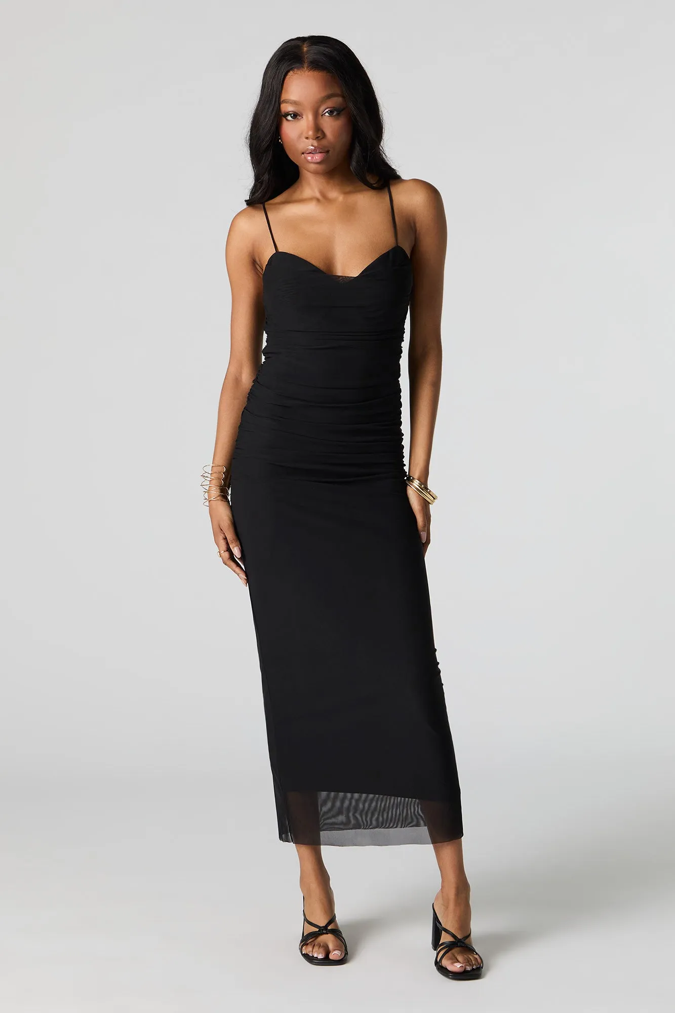 Robe midi bustier ruchée en filet sold by Urban Planet product image thumbnail 4