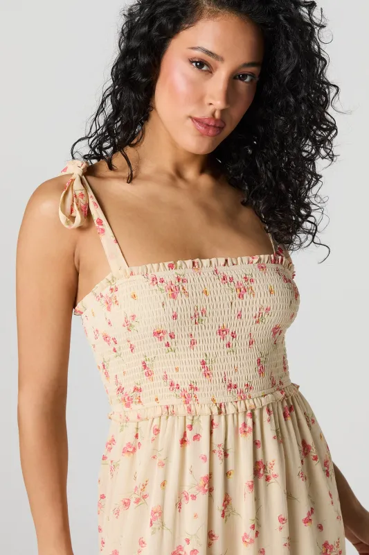 Robe midi volantée en chiffon avec attaches sold by Urban Planet