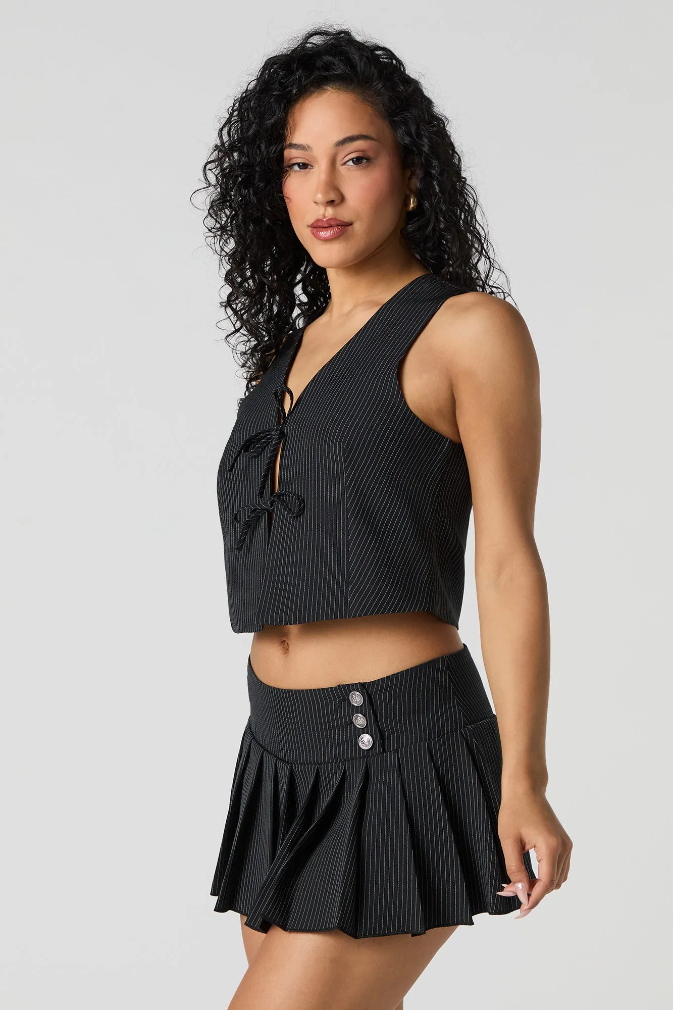Pinstriped Pleated Mini Skort sold by Urban Planet
