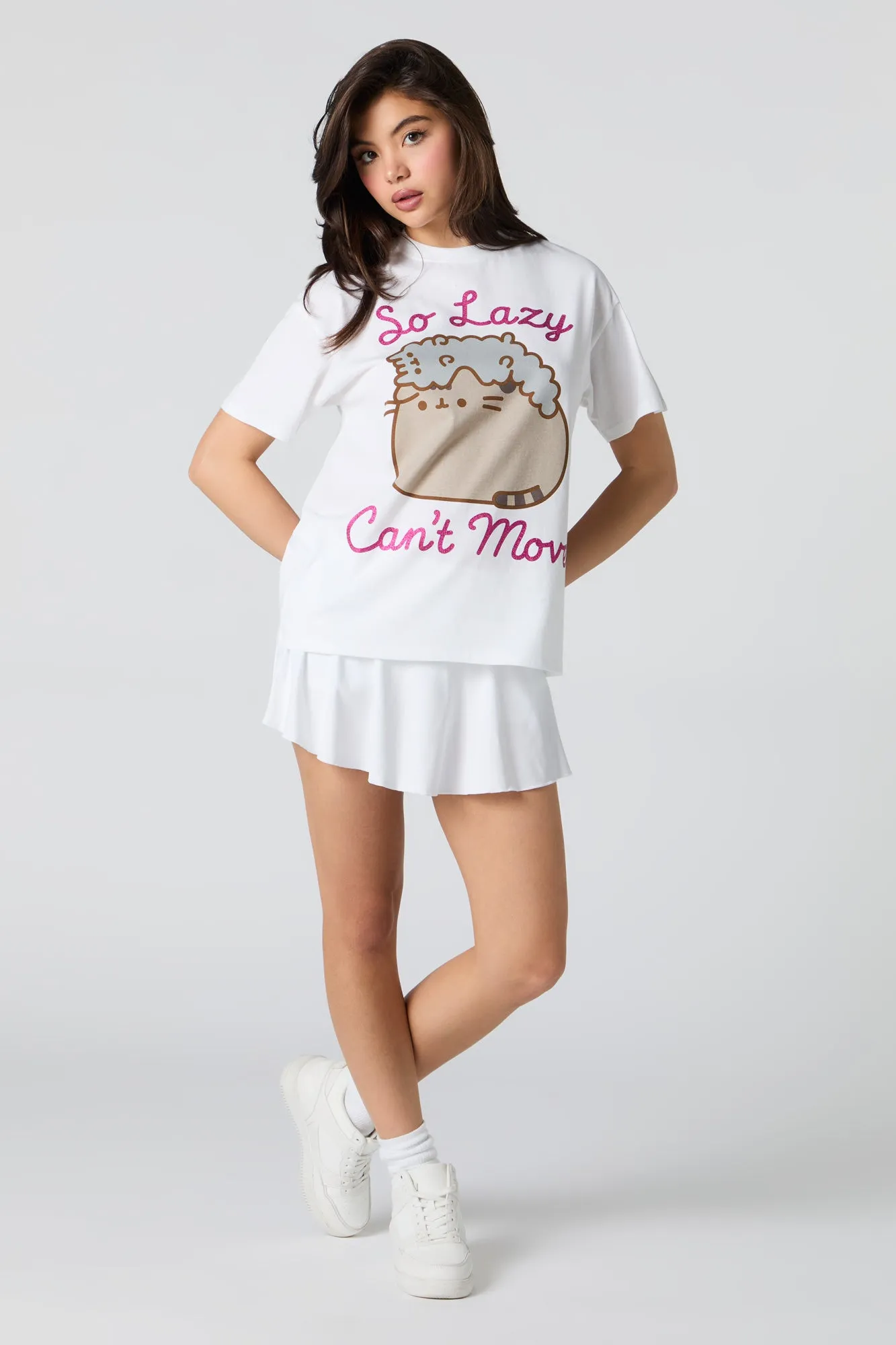 T-shirt coupe garçonne à imprimé Lazy Pusheen sold by Urban Planet product image thumbnail 3