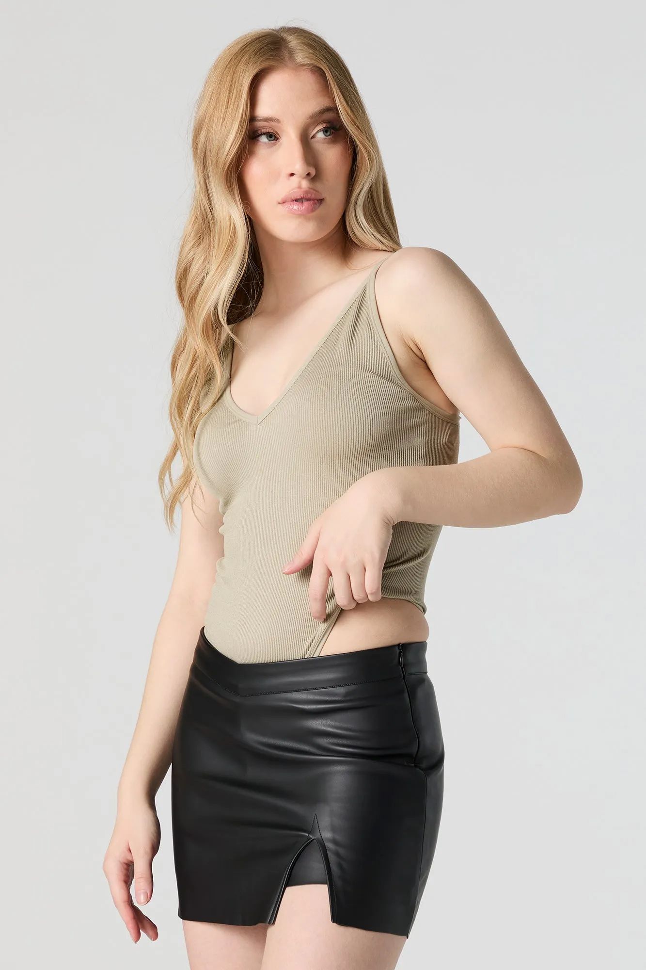 Ribbed V-Neck Sleeveless Bodysuit sold by Urban Planet product image thumbnail 2