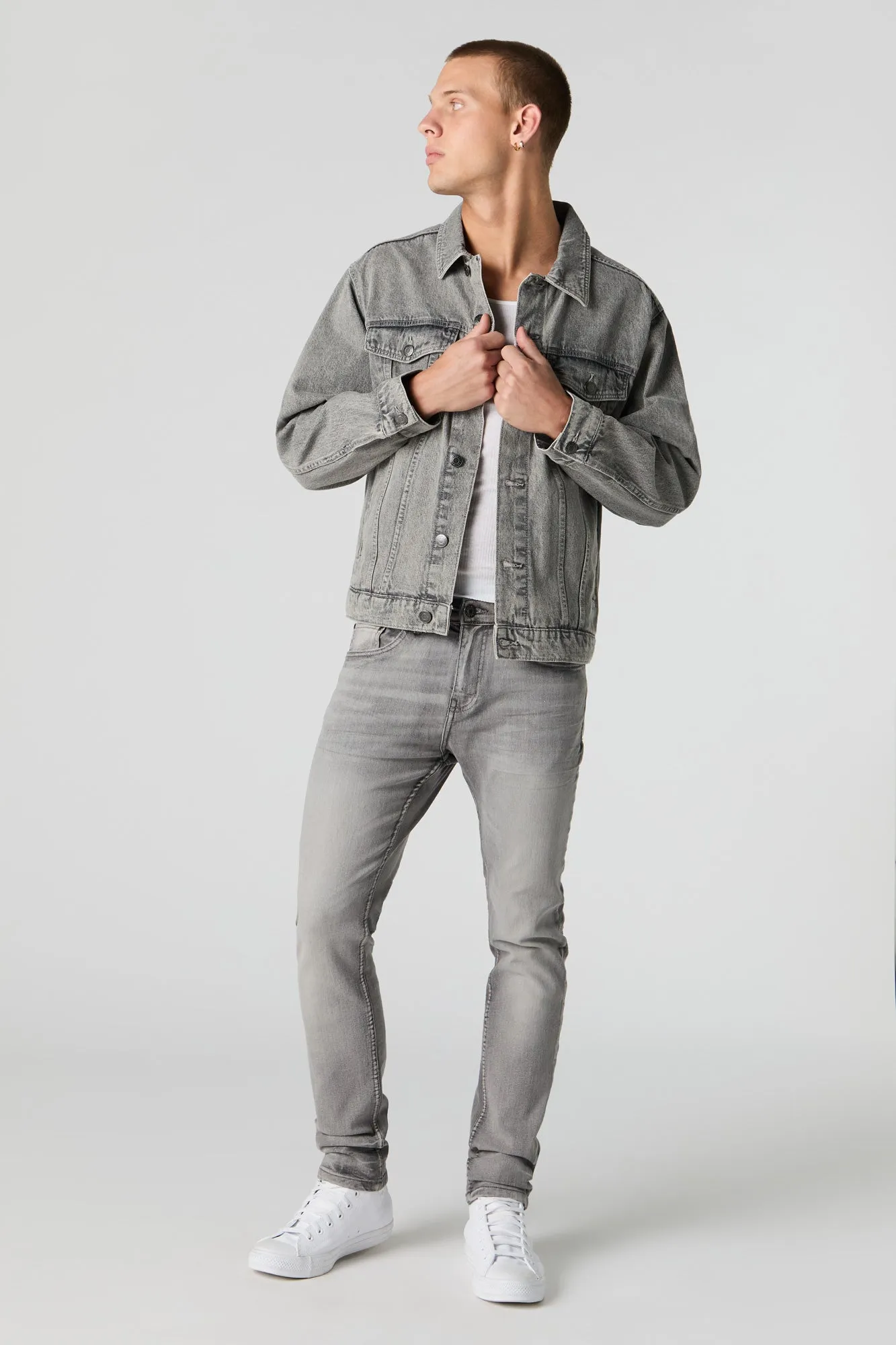 Jean ajusté extensible délavé gris sold by Urban Planet product image thumbnail 2