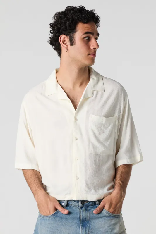 Textured Boxy Button-Up Top sold by Urban Planet