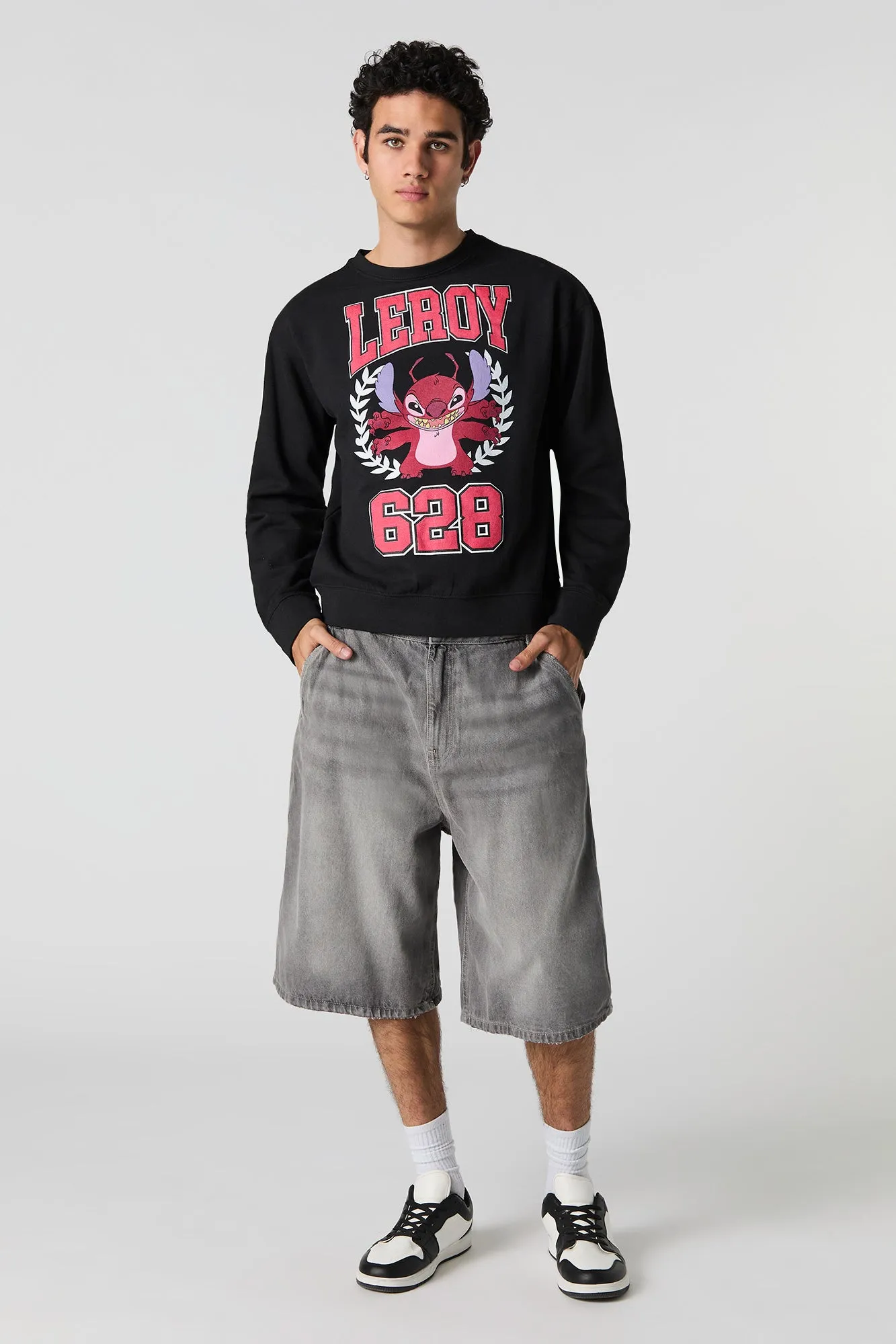 Leroy & Stitch Graphic Fleece Sweatshirt sold by Urban Planet product image thumbnail 3
