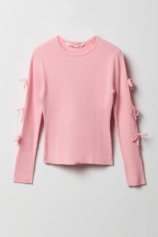 Girls Ribbed Bow Sleeve Sweater sold by Urban Planet