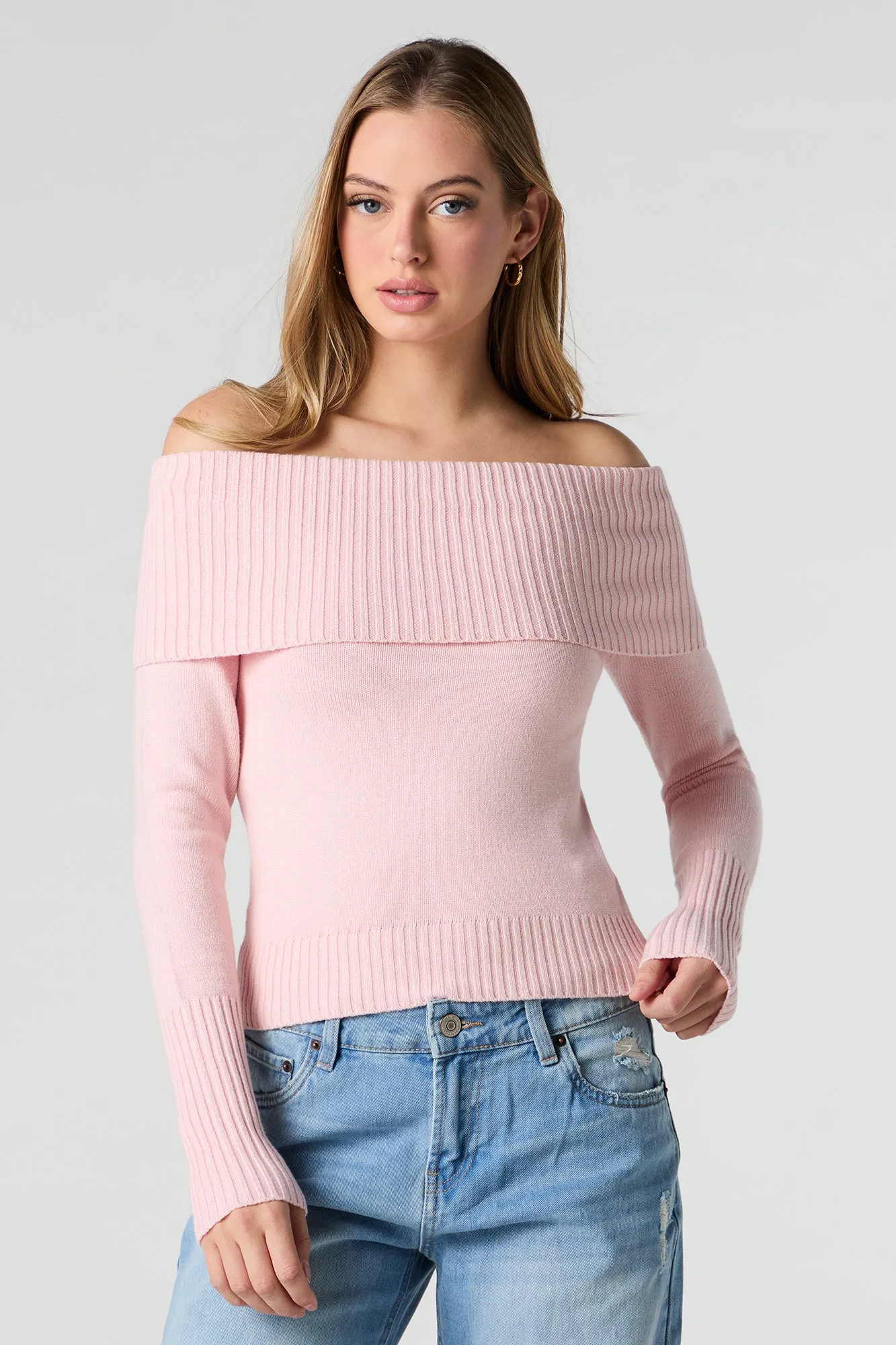 Foldover Off Shoulder Knit Sweater sold by Urban Planet product image thumbnail 4