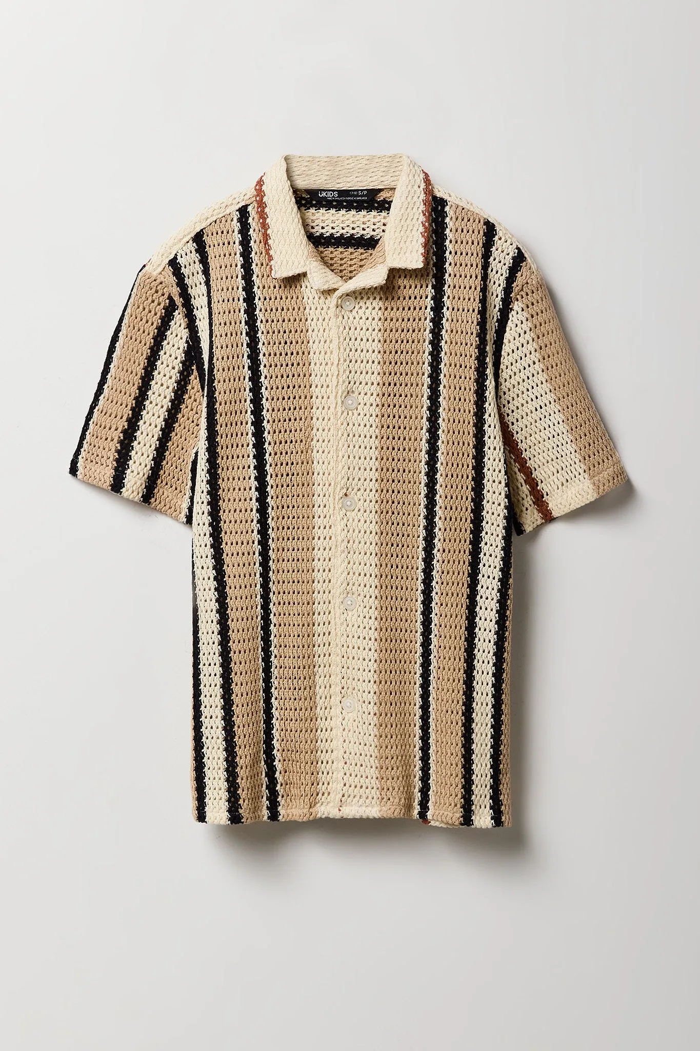 Haut boutonné en tricot ajouré rayé pour garçon sold by Urban Planet