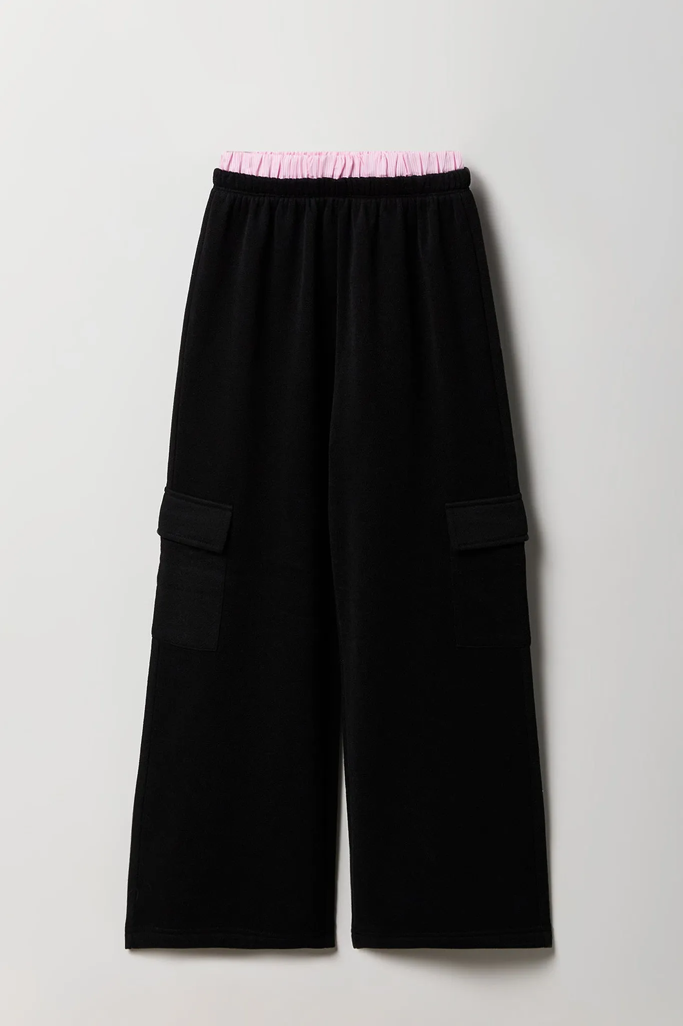 Girls Double Waistband Wide Leg Cargo Sweatpant sold by Urban Planet product image thumbnail 3