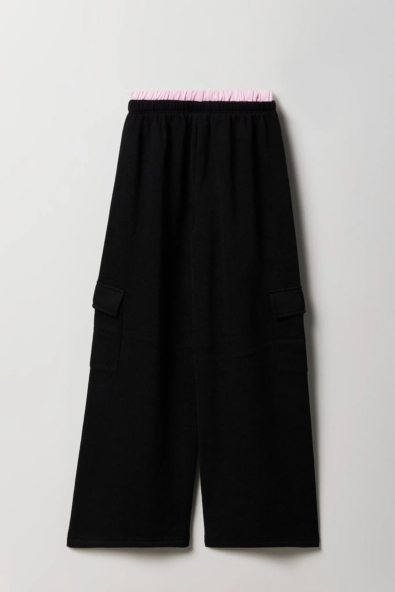 Girls Double Waistband Wide Leg Cargo Sweatpant sold by Urban Planet product image thumbnail 4