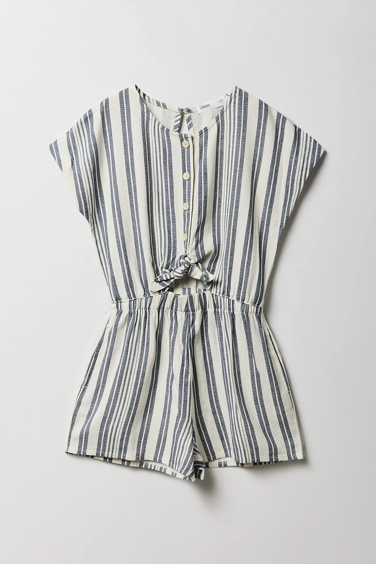 Girls Linen Front-Tie Cut-Out Buttoned Romper sold by Urban Planet product image thumbnail 3