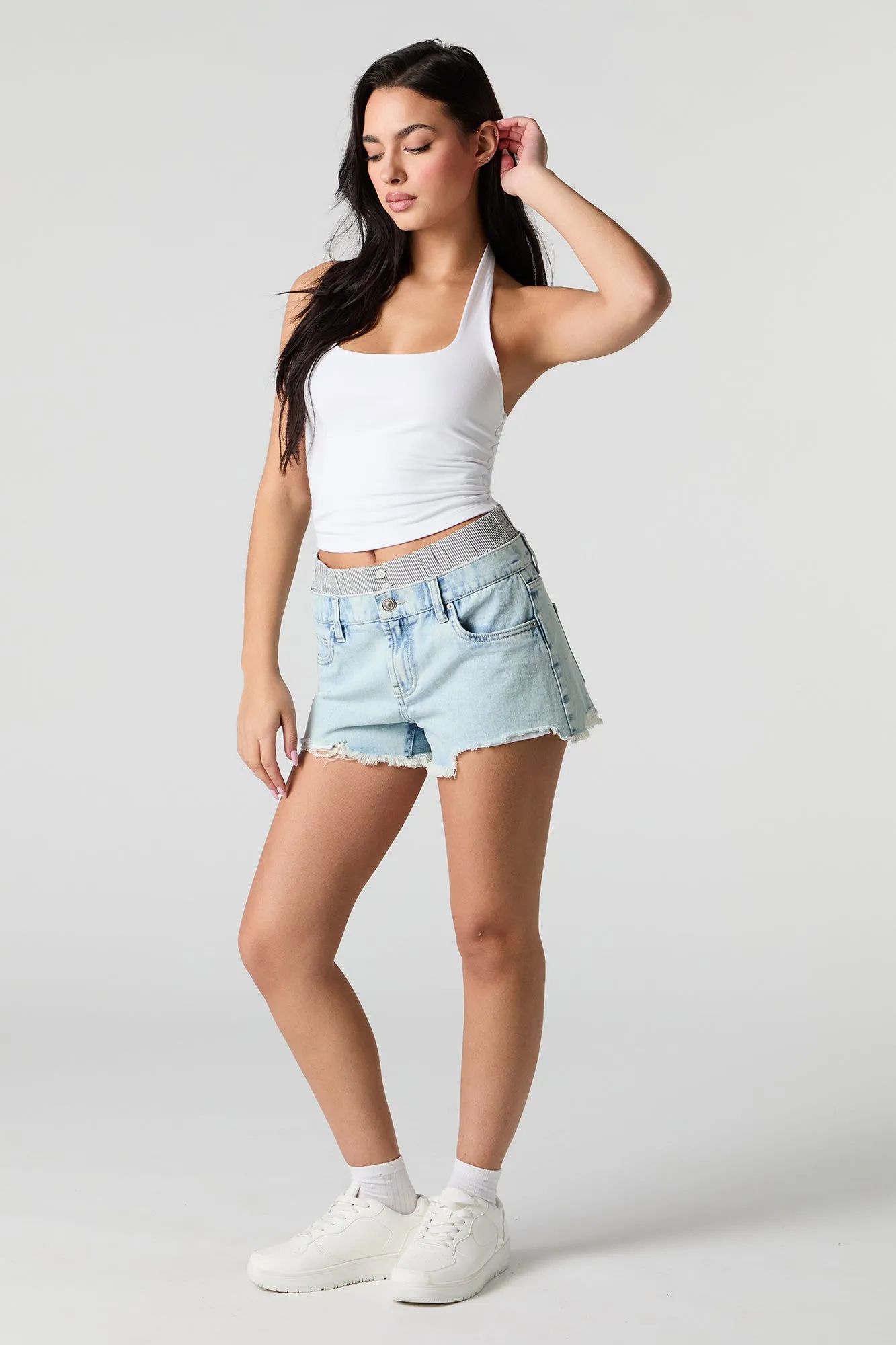 Short en denim à double bande de taille sold by Urban Planet product image thumbnail 3