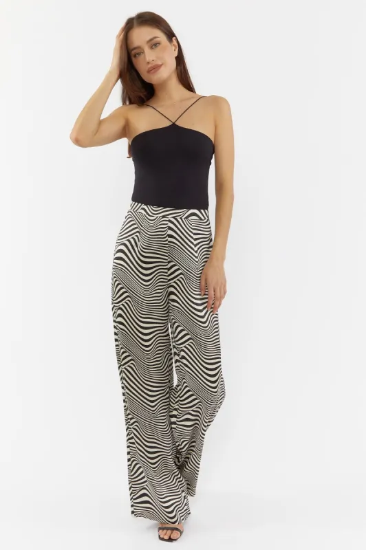 Zebra Print Wide Leg Pant sold by Urban Planet