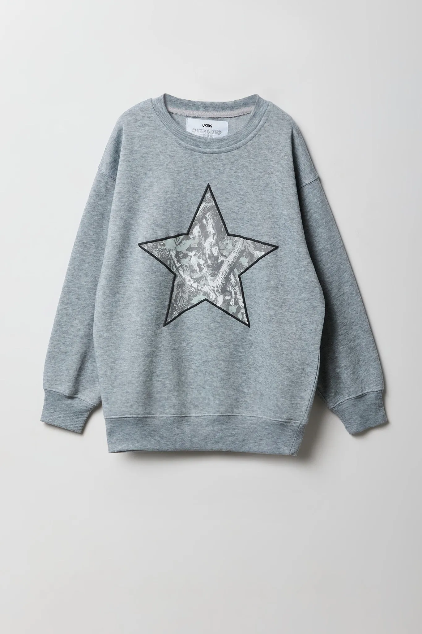 Girls Camo Star Twill Embroidered Oversized Fleece Sweatshirt sold by Urban Planet