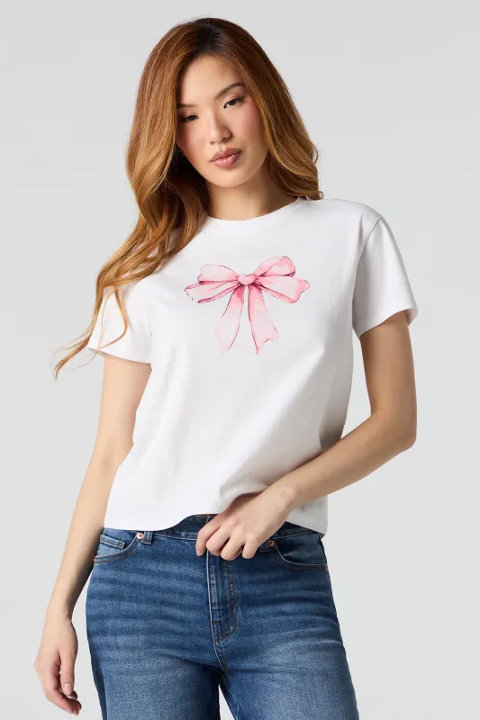 Pink Bow Graphic T-Shirt sold by Urban Planet