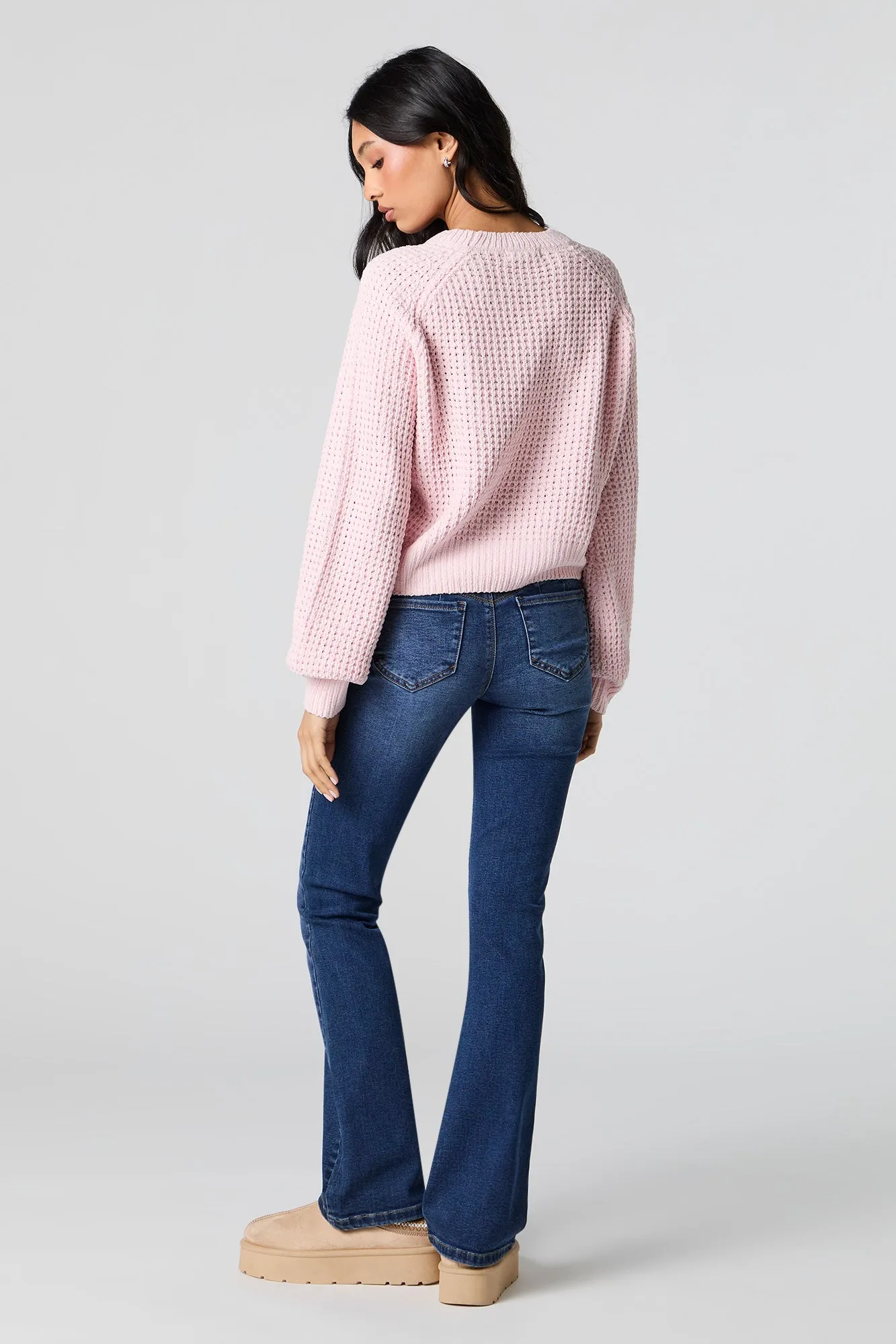 Jean évasé extensible remonte-fesses taille basse lavé foncé sold by Urban Planet product image thumbnail 3