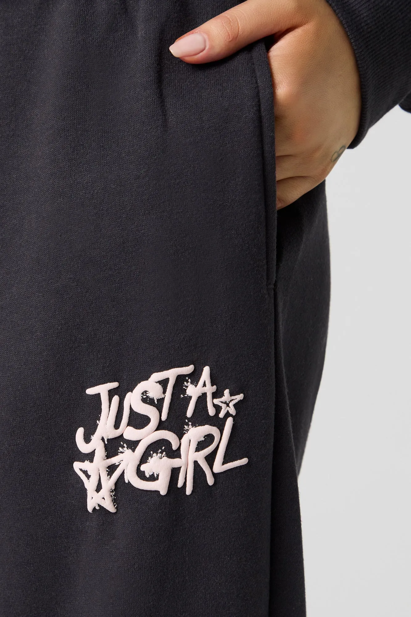 Just A Girl Puff Print Classic Fleece Jogger sold by Urban Planet product image thumbnail 4