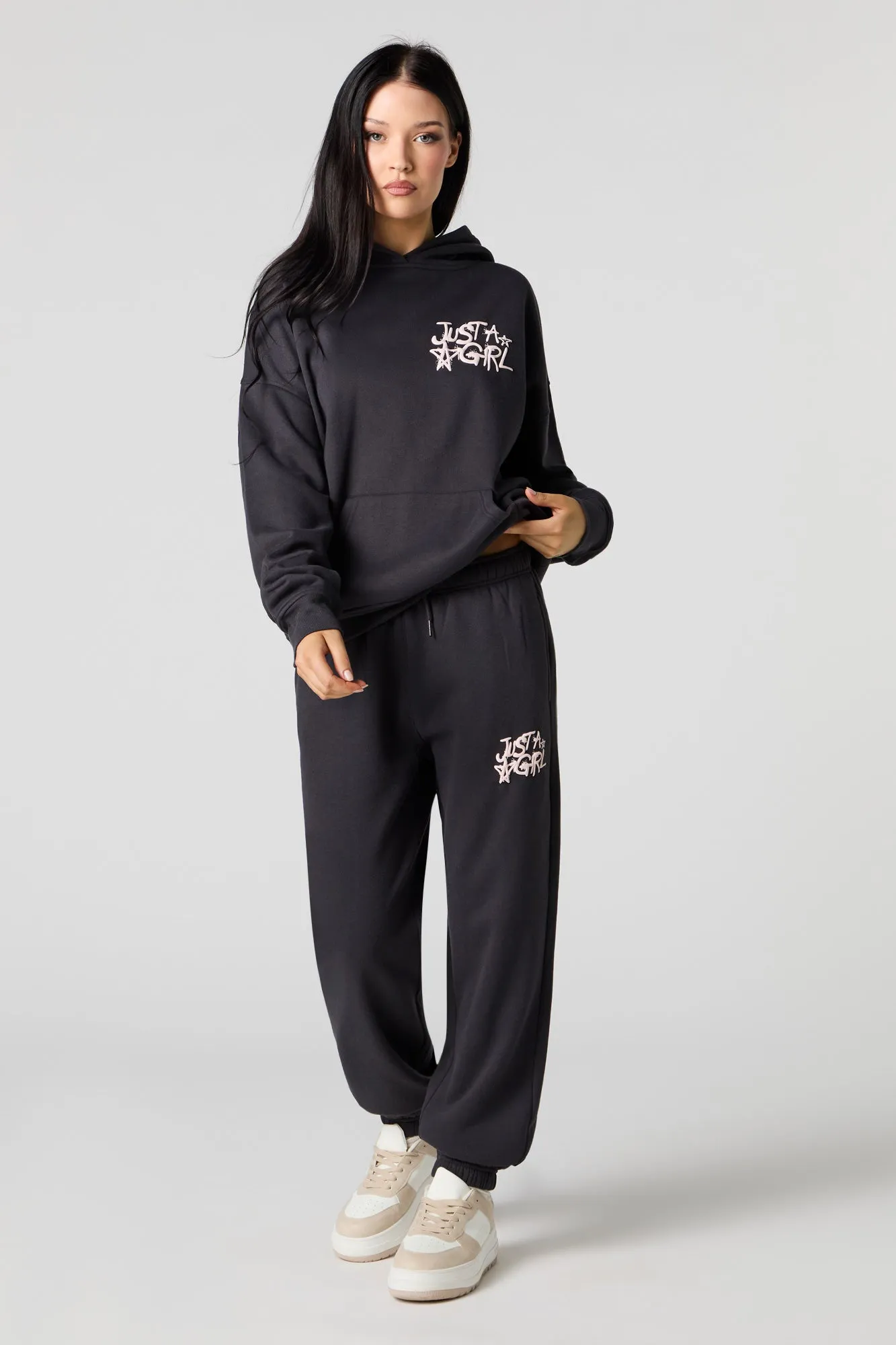 Just A Girl Puff Print Classic Fleece Jogger sold by Urban Planet
