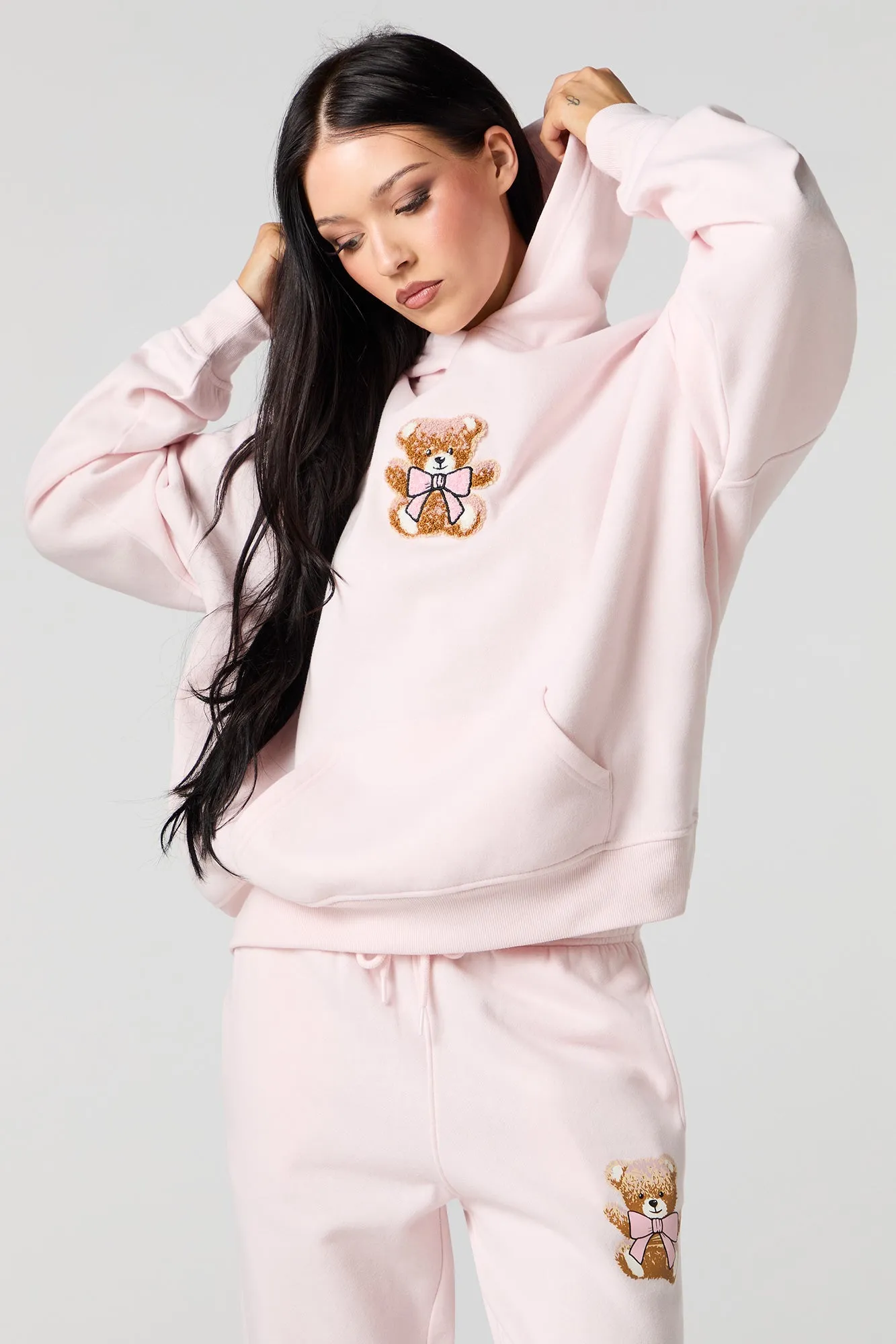 Teddy Chenille Embroidered Oversized Fleece Hoodie sold by Urban Planet