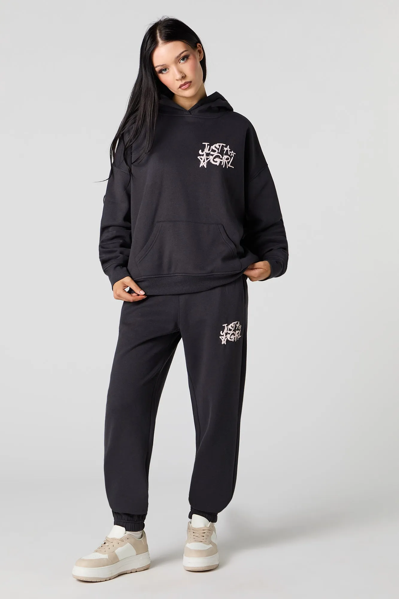 Just A Girl Puff Print Oversized Fleece Hoodie sold by Urban Planet product image thumbnail 3