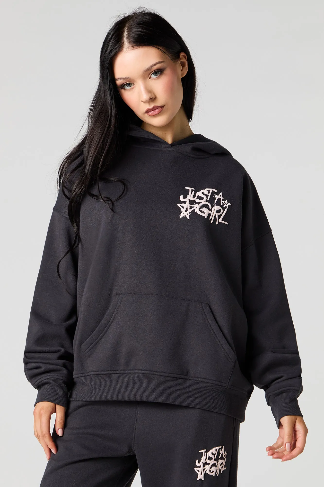Just A Girl Puff Print Oversized Fleece Hoodie sold by Urban Planet product image thumbnail 2