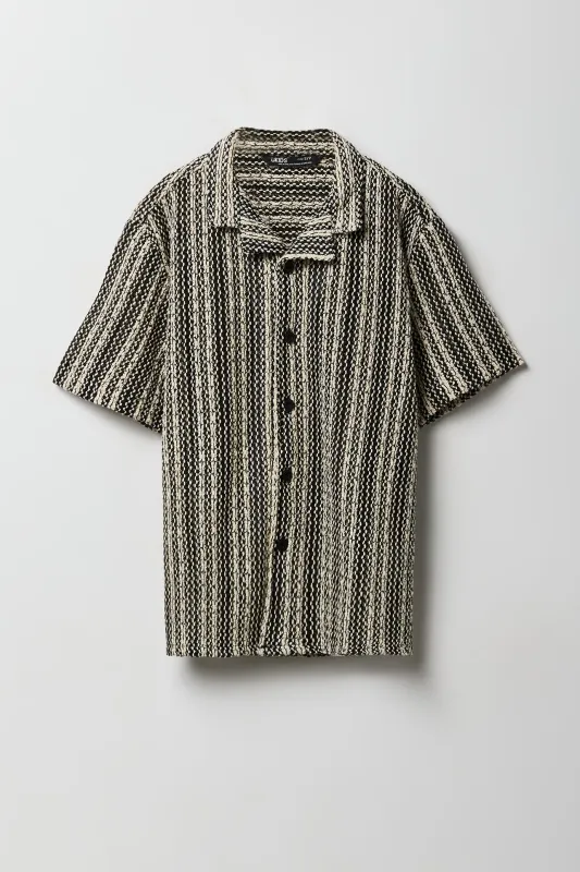 Haut en tricot texturé boutonné pour garçons sold by Urban Planet