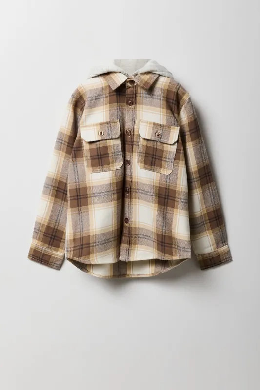 Boys Plaid Flannel Shacket sold by Urban Planet