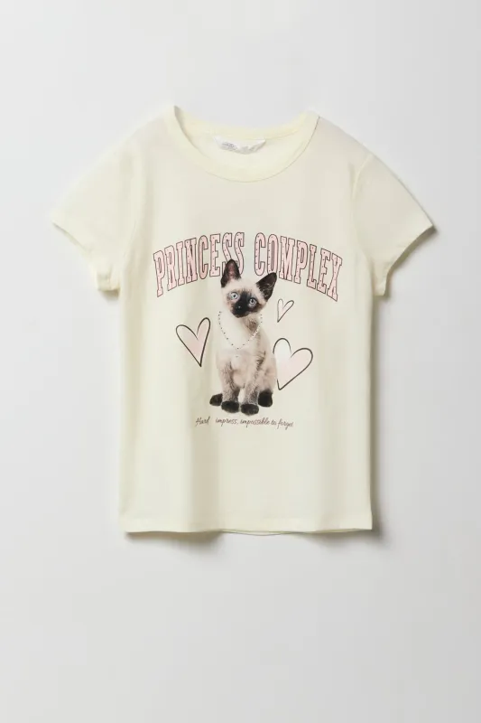 T-shirt à imprimé Princess Complex avec pierres du Rhin pour fille sold by Urban Planet