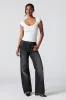 Black Wash Stretch Wide Leg Jean sold by Urban Planet