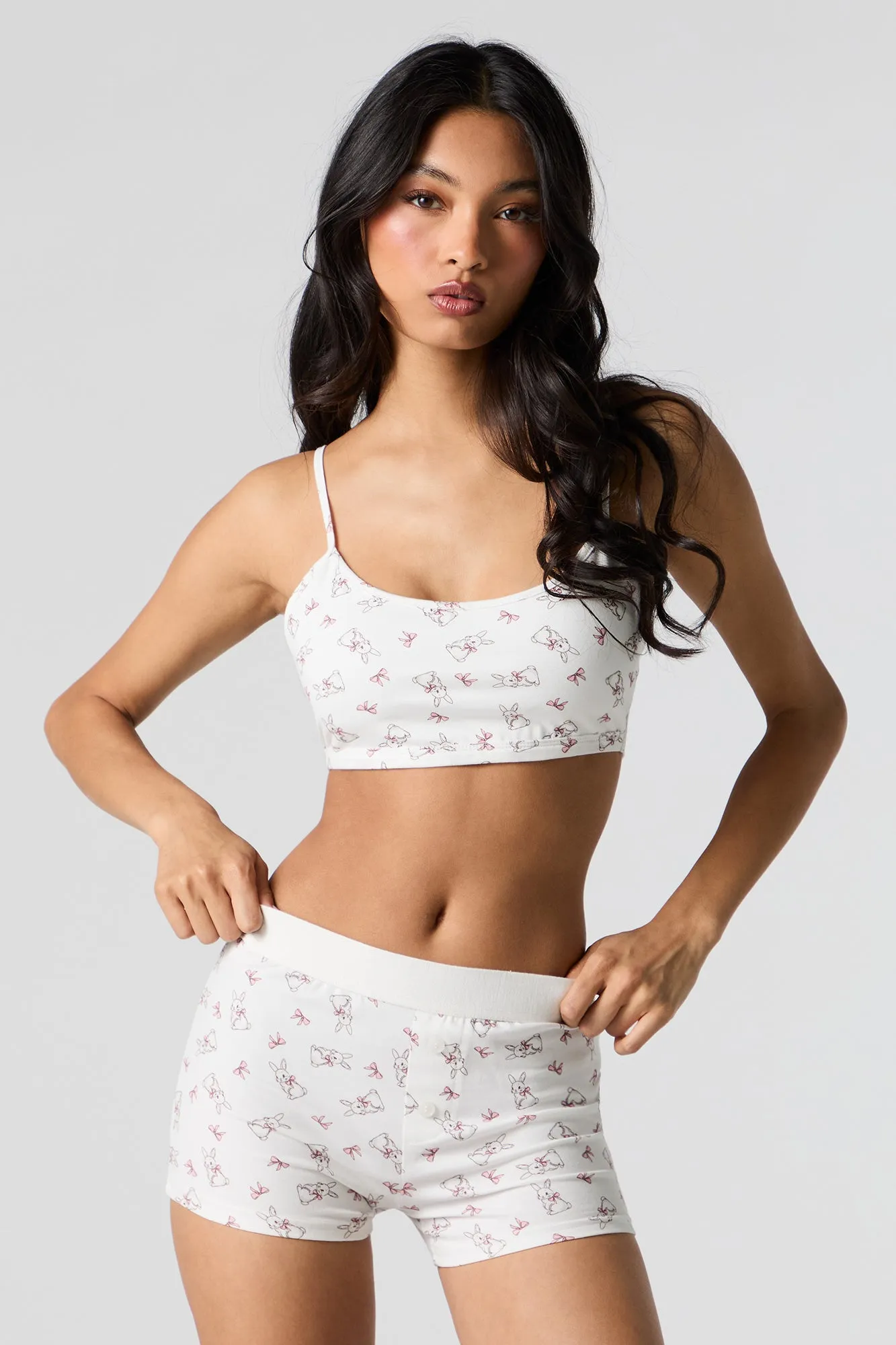 Printed Tank & Boxer Short 2 Piece Pajama Set sold by Urban Planet product image thumbnail 4