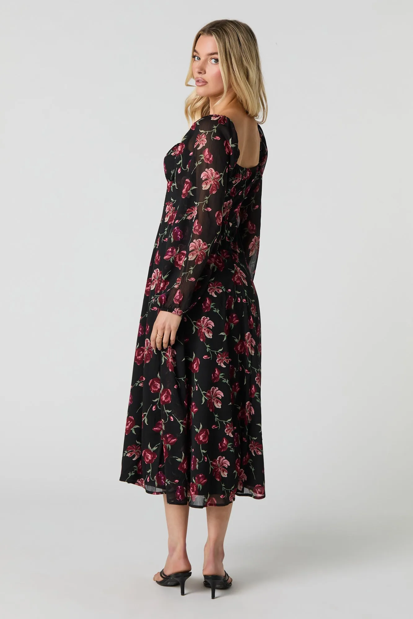 Robe trapèze midi en chiffon à manches longues sold by Urban Planet product image thumbnail 3