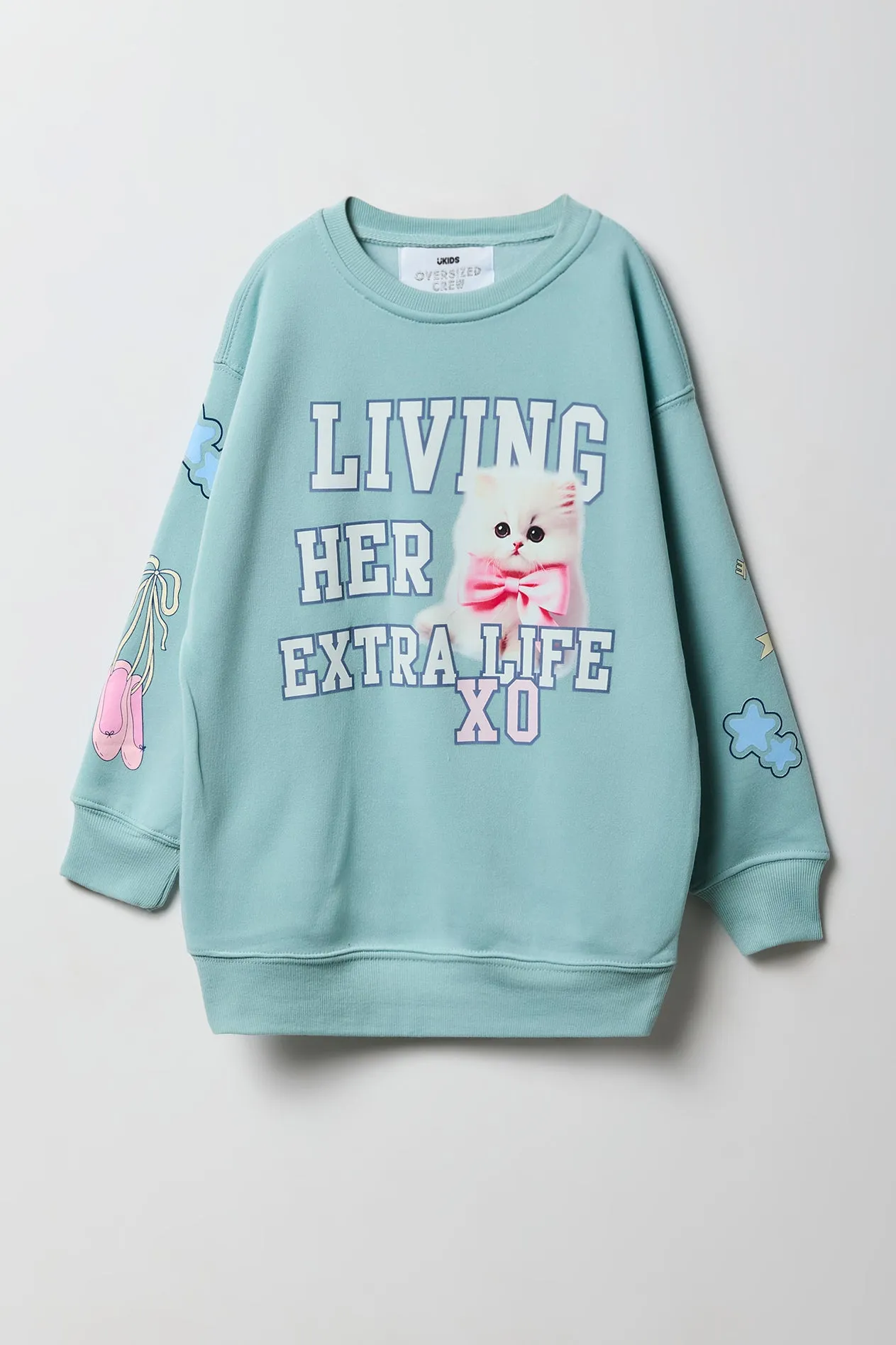 Girls Living Her Extra Life Graphic Oversized Fleece Sweatshirt sold by Urban Planet