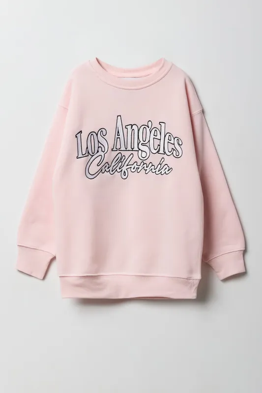 Chandail surdimensionné en molleton avec motif brodé Los Angeles en sergé sold by Urban Planet