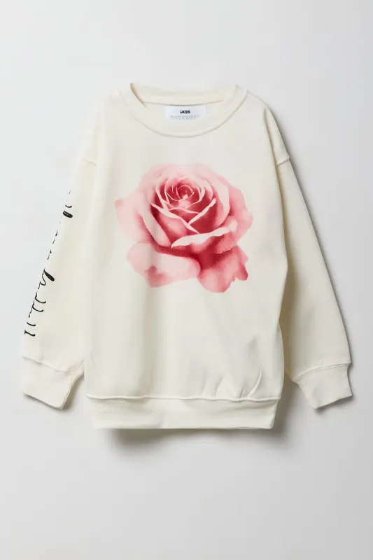 Chandail surdimensionné en molleton à imprimé Fleur sold by Urban Planet