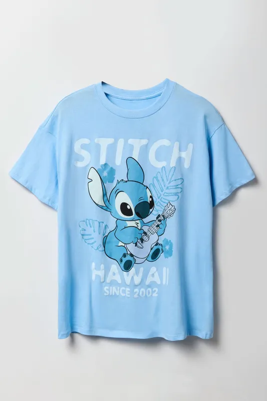 T-shirt de coupe garçonne à imprimé Stitch Hawaii sold by Urban Planet