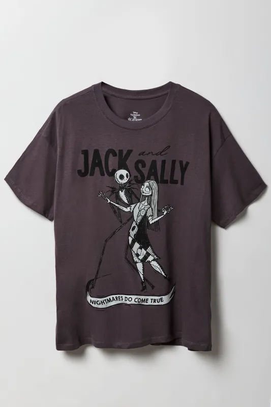 T-shirt de coupe garçonne à imprimé Jack & Sally sold by Urban Planet