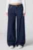 Jean extensible délavé foncé à jambe large et taille basse sold by Urban Planet