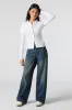 Jean extensible à jambe large délavé foncé vintage à taille basse sold by Urban Planet