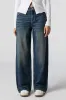 Jean extensible à jambe large délavé foncé vintage à taille basse sold by Urban Planet