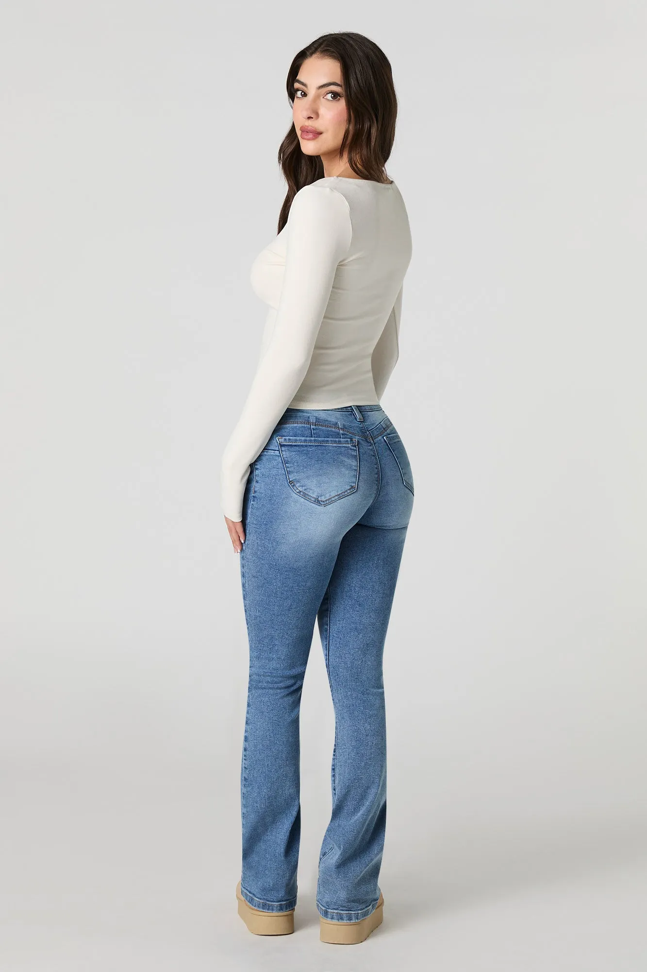 Jean extensible taille basse à jambe évasée sold by Urban Planet product image thumbnail 3